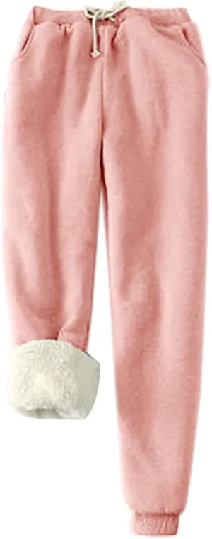 Women Warm Winter Pants Plus Size Fleece Joggers Sherpa Lined Sweatpants Athletic Workout Pants Thick Casual Trousers