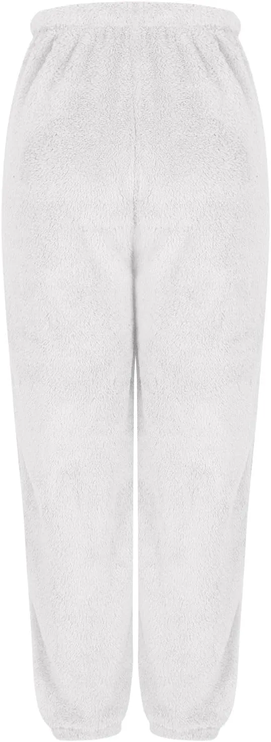 Women Winter Lounge Pants Plus Size Fluffy Jogger Pants Fuzzy Pajamas Pants Fleece Pj Bottoms Comfy Lounge Trousers