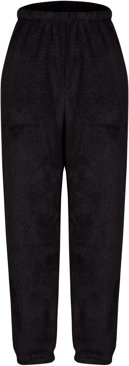 Women Winter Lounge Pants Plus Size Fluffy Jogger Pants Fuzzy Pajamas Pants Fleece Pj Bottoms Comfy Lounge Trousers