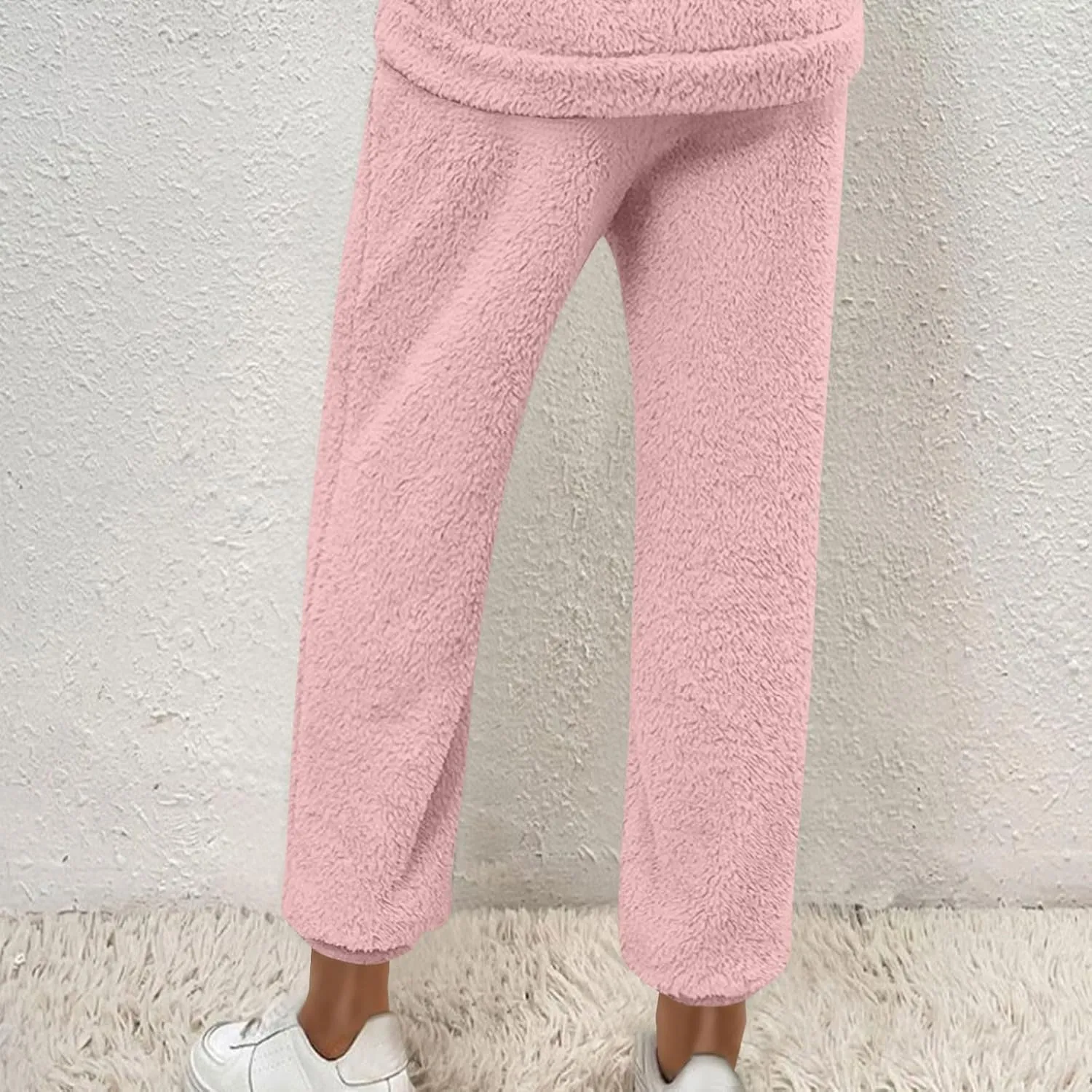 Women Winter Lounge Pants Plus Size Fluffy Jogger Pants Fuzzy Pajamas Pants Fleece Pj Bottoms Comfy Lounge Trousers