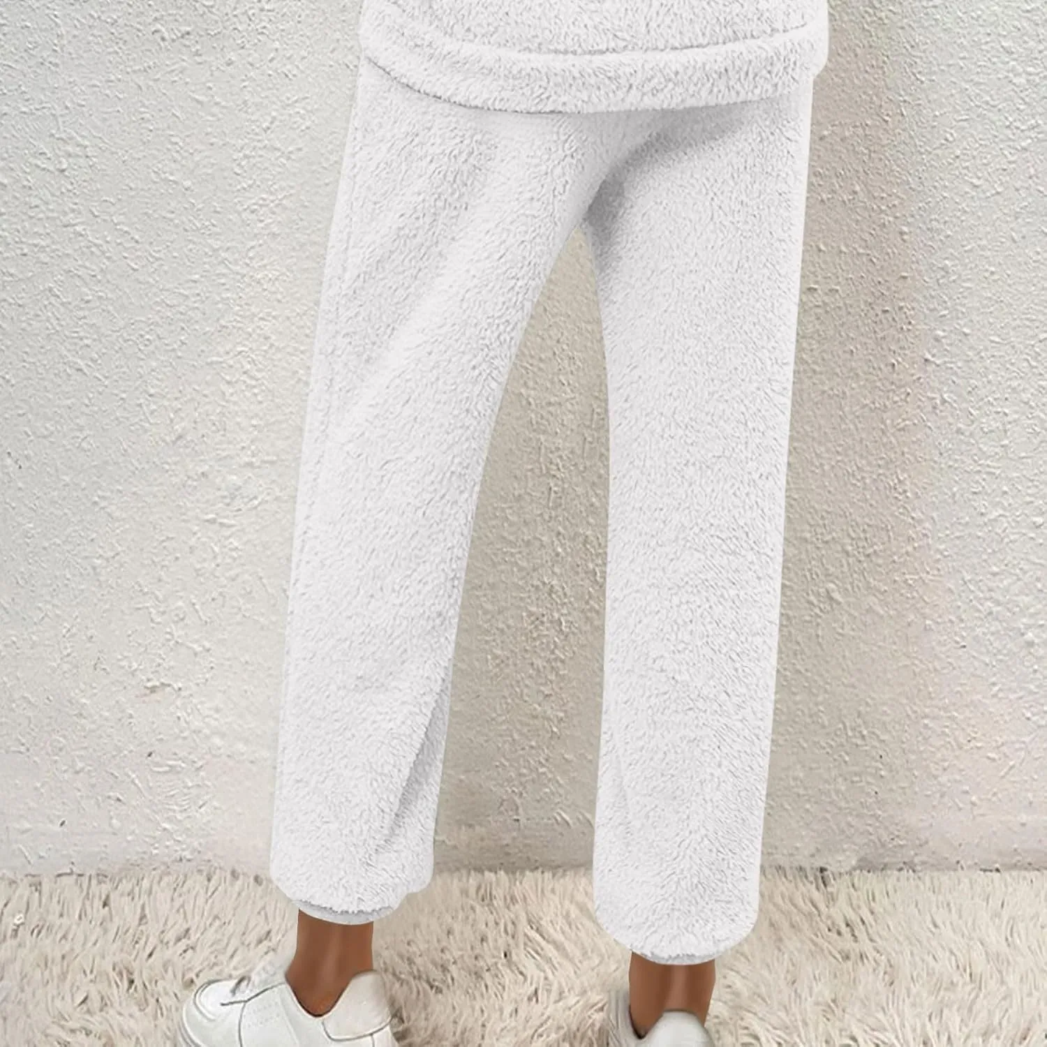 Women Winter Lounge Pants Plus Size Fluffy Jogger Pants Fuzzy Pajamas Pants Fleece Pj Bottoms Comfy Lounge Trousers