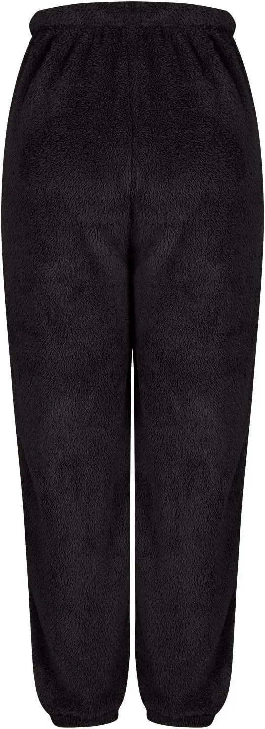 Women Winter Lounge Pants Plus Size Fluffy Jogger Pants Fuzzy Pajamas Pants Fleece Pj Bottoms Comfy Lounge Trousers