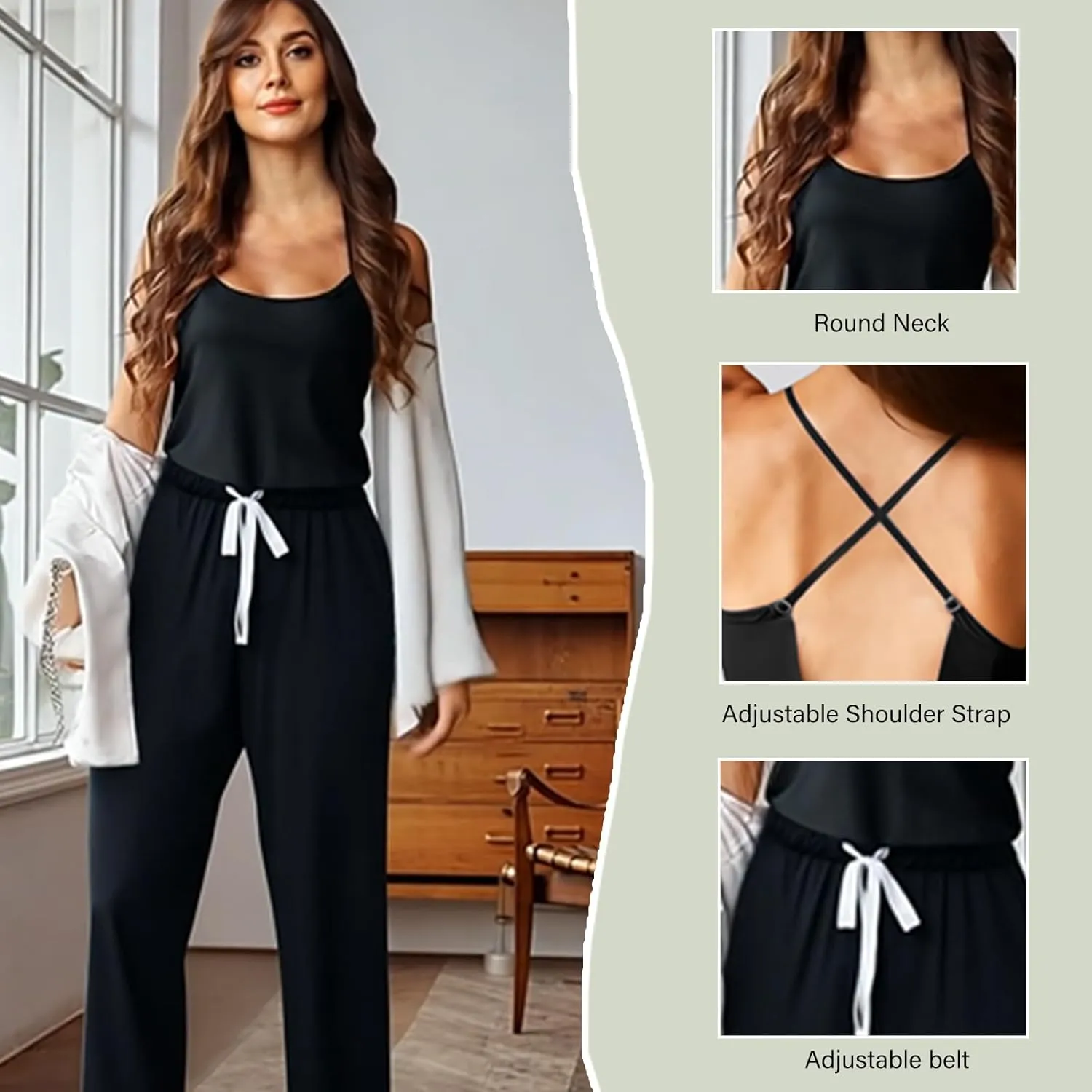 Womens 3Pcs Soft Pajama Sets Sexy Camisole Lingerie XS-4XL Knit Pajamas Set Sleepwear Pjs Nightwear Lounge Sets