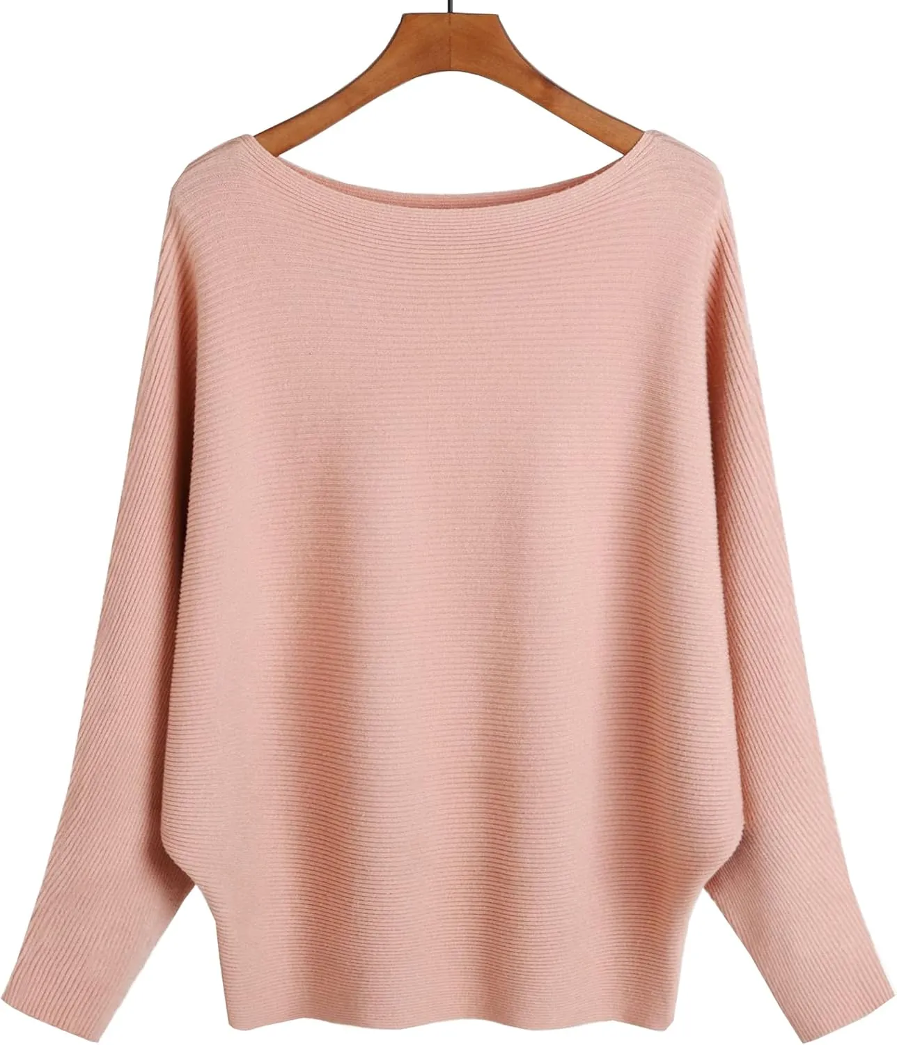 Women's Boat Neck Batwing Sleeves Dolman Fall Winter Knitted Sweaters Pullovers Tops