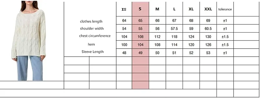 Women's Cable Knitted Sweaters Hollow Long Sleeve Scoop Neck Loose Fall Pullovers
