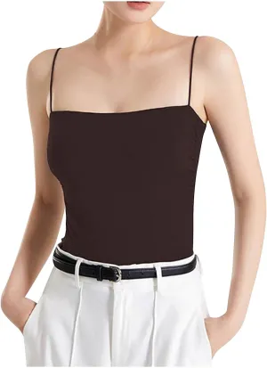 Womens Cami Tank Tops with Built in Bra Slim Fit Spaghetti Strap Shelf Bras Camisoles Summer Basic Padded Undershirts