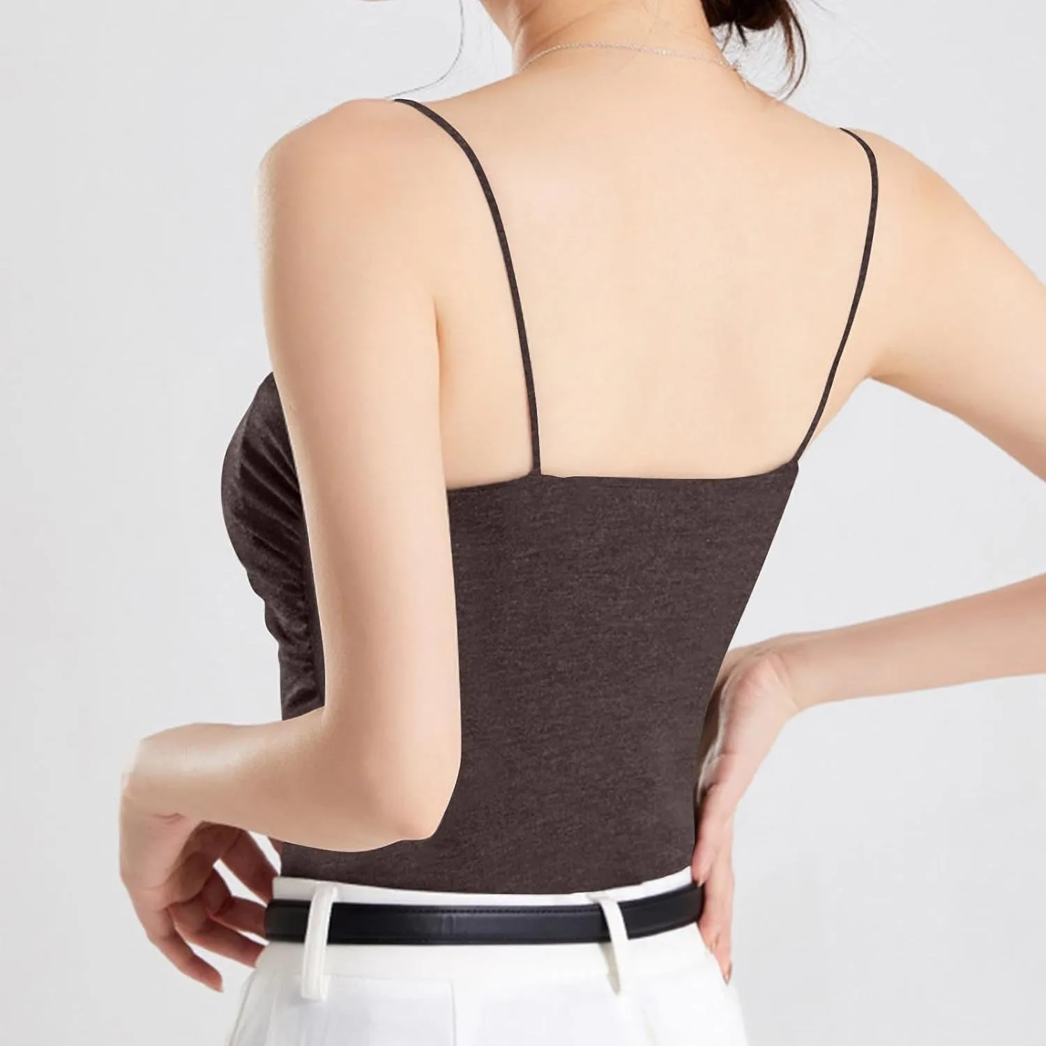 Womens Cami Tank Tops with Built in Bra Slim Fit Spaghetti Strap Shelf Bras Camisoles Summer Basic Padded Undershirts