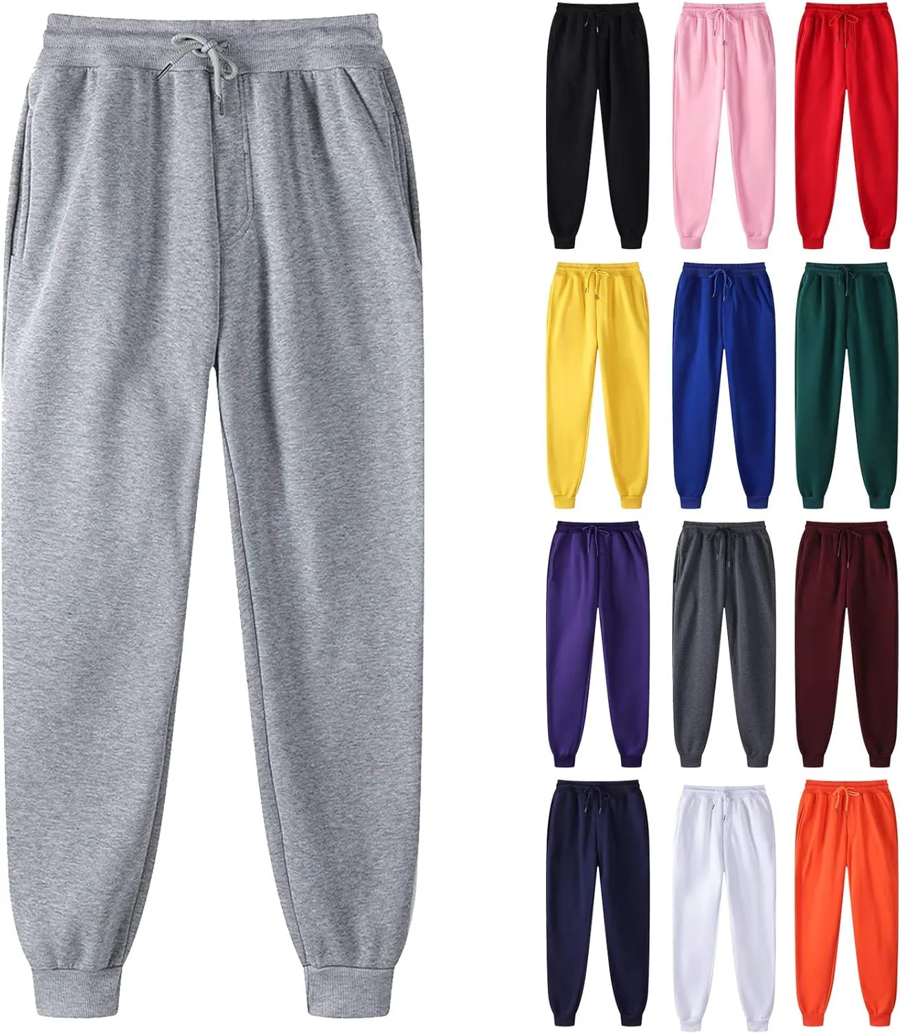 Womens Casual Fleece Jogger Sweatpants Elastic Waisted Baggy Pants Casual Active Workout Running Sports Trousers