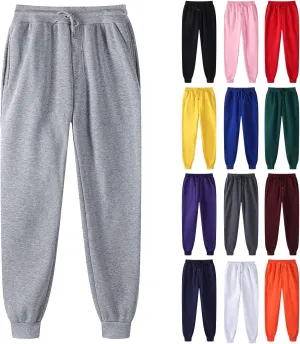 Womens Casual Fleece Jogger Sweatpants Elastic Waisted Baggy Pants Casual Active Workout Running Sports Trousers