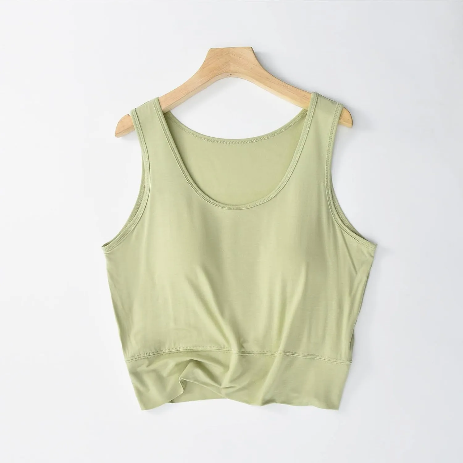 Womens Casual Modal Tank Tops with Built in Bra Basic Crop Padded Yoga Shirts Summer Loose Camisoles Undershirt