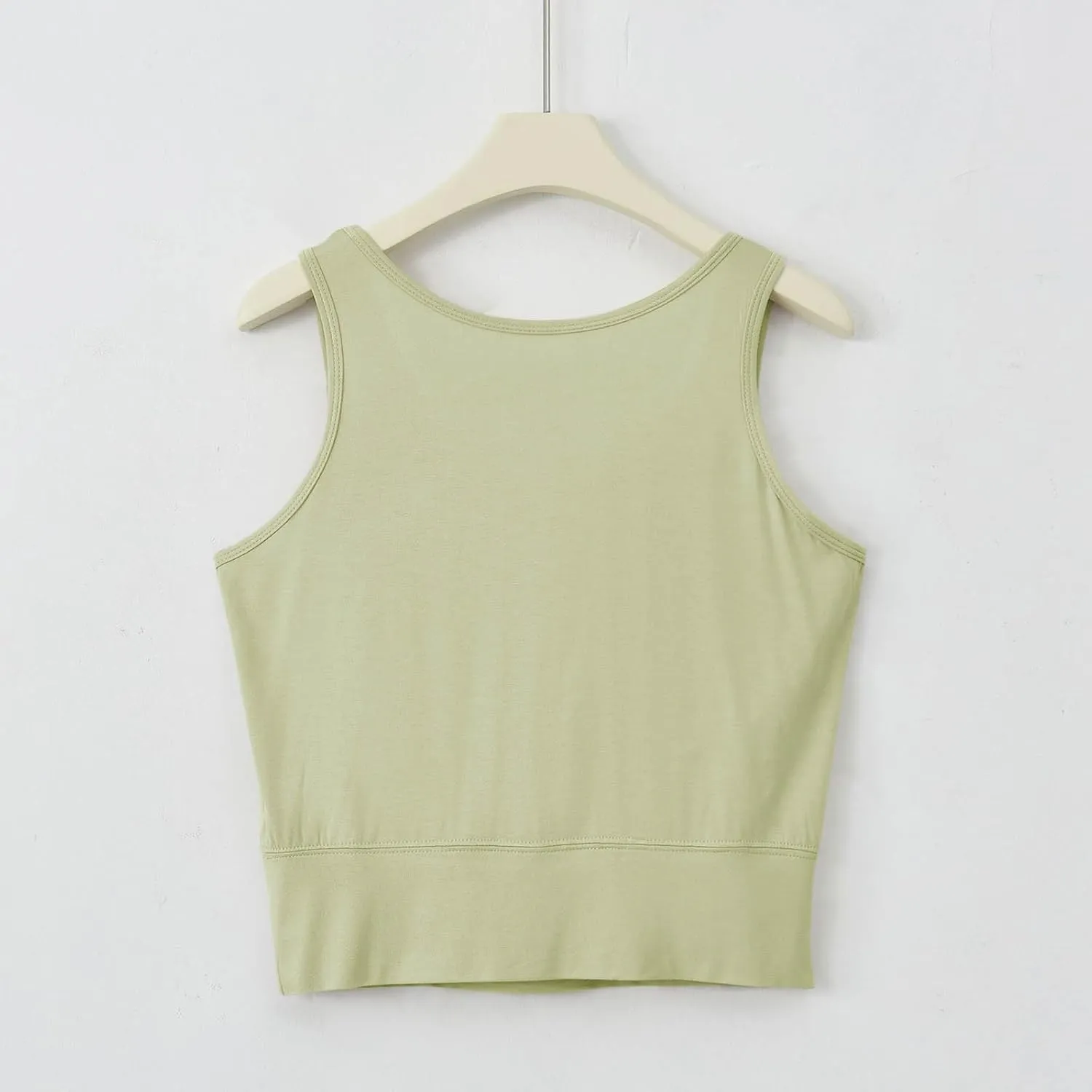 Womens Casual Modal Tank Tops with Built in Bra Basic Crop Padded Yoga Shirts Summer Loose Camisoles Undershirt