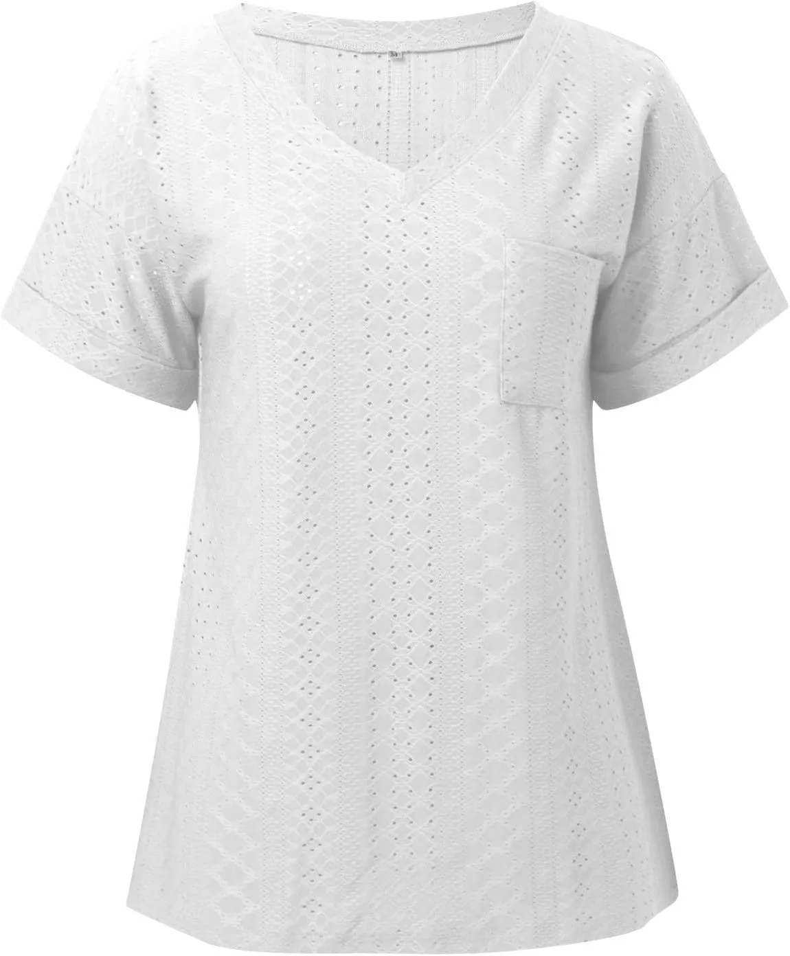 Womens Fashion Casual Tank Top V Neck T Shirts Summer Lace Sleeve Casual Loose T Plus Size Extra Long Tops for