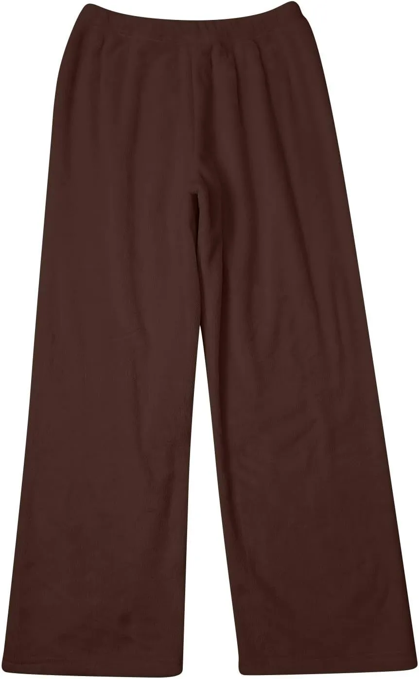 Womens Flannel Pajama Pants Soft Sleep Pj Pants High Waisted Wide Leg Lounge Pants Fuzzy Cotton Pjs Comfy Loungewear