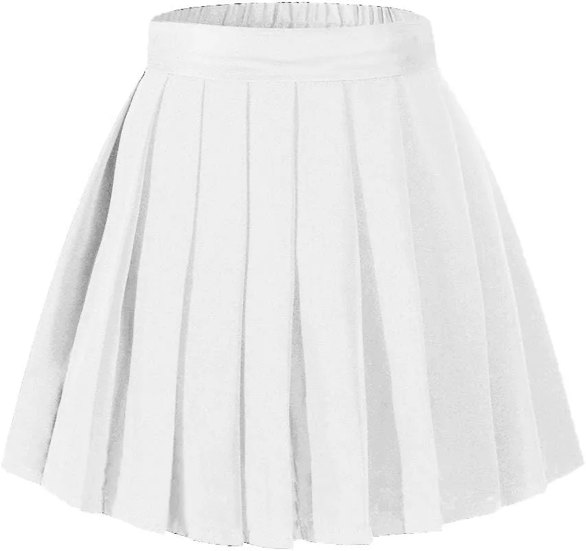 Women's High Waisted Pleated Mini Skirt A-line Shorts with Elastic Wide Waistband