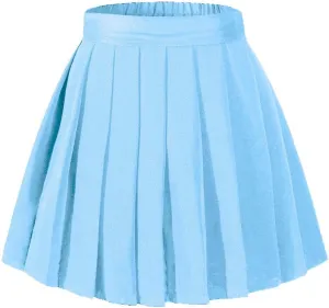 Women's High Waisted Pleated Mini Skirt A-line Shorts with Elastic Wide Waistband