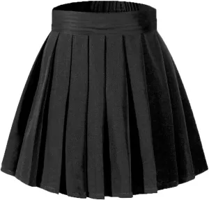 Women's High Waisted Pleated Mini Skirt A-line Shorts with Elastic Wide Waistband
