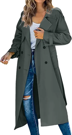Women's Mid Length Casual Versatile Trench Coat Cute Fall Jackets for Women