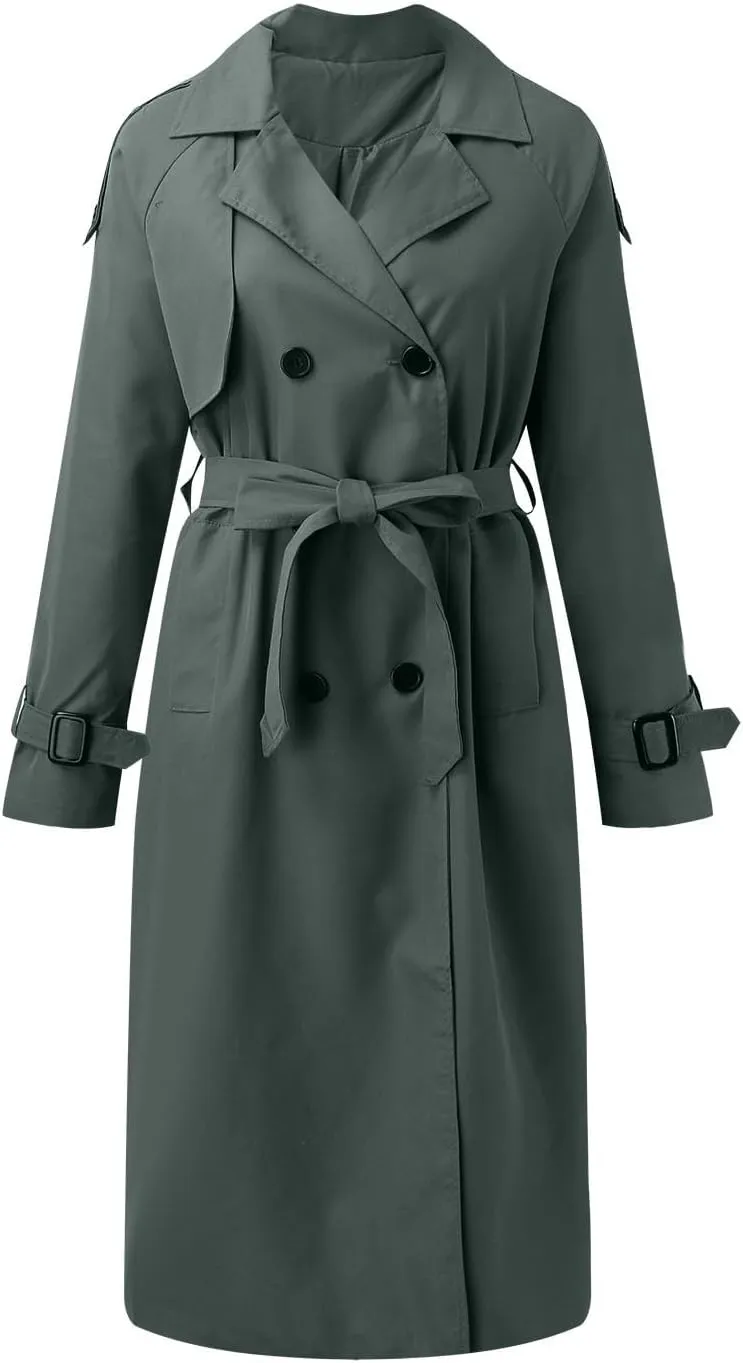 Women's Mid Length Casual Versatile Trench Coat Cute Fall Jackets for Women