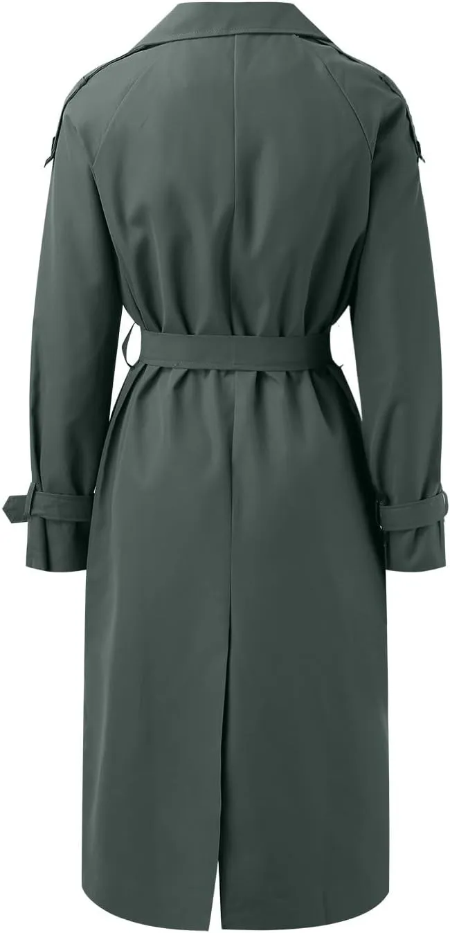Women's Mid Length Casual Versatile Trench Coat Cute Fall Jackets for Women