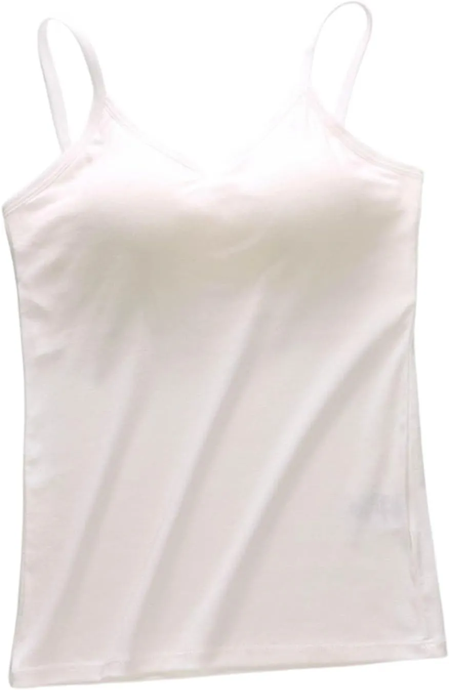 Womens Modal Built-in Bra Summer 2025 Basic Padded Yoga Shirt Shelf Bras Workout Camisole Casual Modal Undershirt