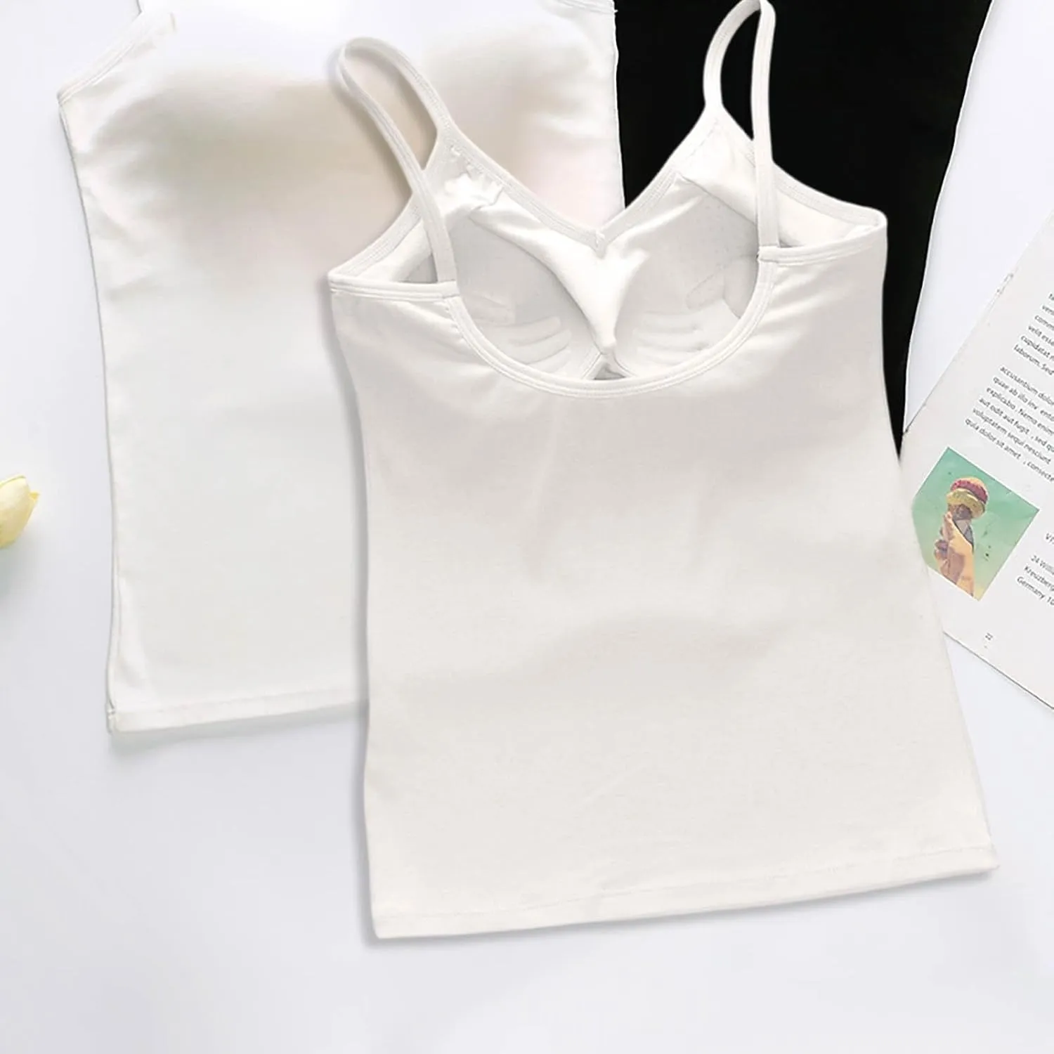 Womens Modal Built-in Bra Summer 2025 Basic Padded Yoga Shirt Shelf Bras Workout Camisole Casual Modal Undershirt