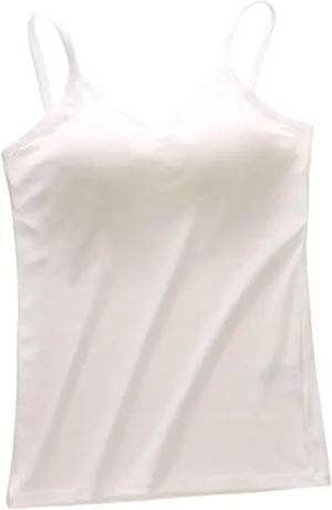 Womens Modal Built-in Bra Summer 2025 Basic Padded Yoga Shirt Shelf Bras Workout Camisole Casual Modal Undershirt
