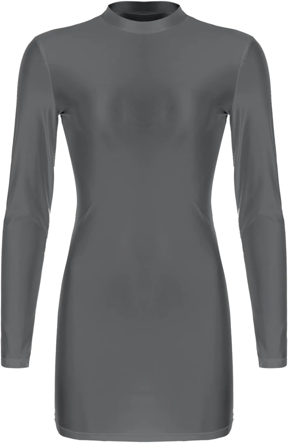 Women's Oil Glossy Mini Bodycon Dress Smooth Sheer Silky Micro Tight Pencil Dress Nightwear