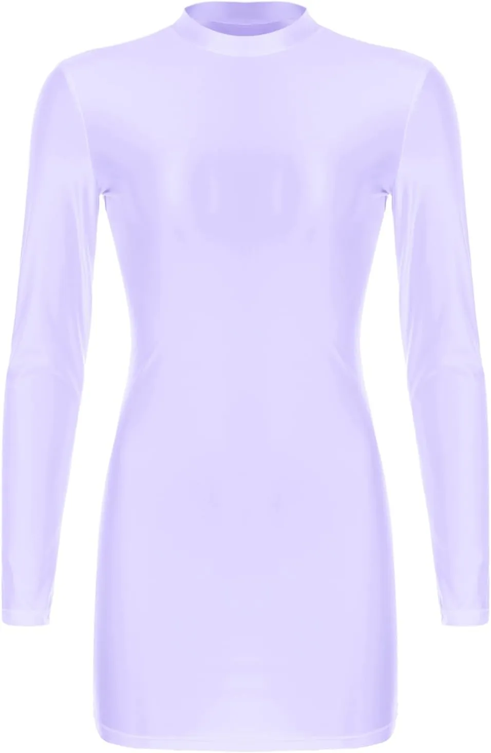 Women's Oil Glossy Mini Bodycon Dress Smooth Sheer Silky Micro Tight Pencil Dress Nightwear