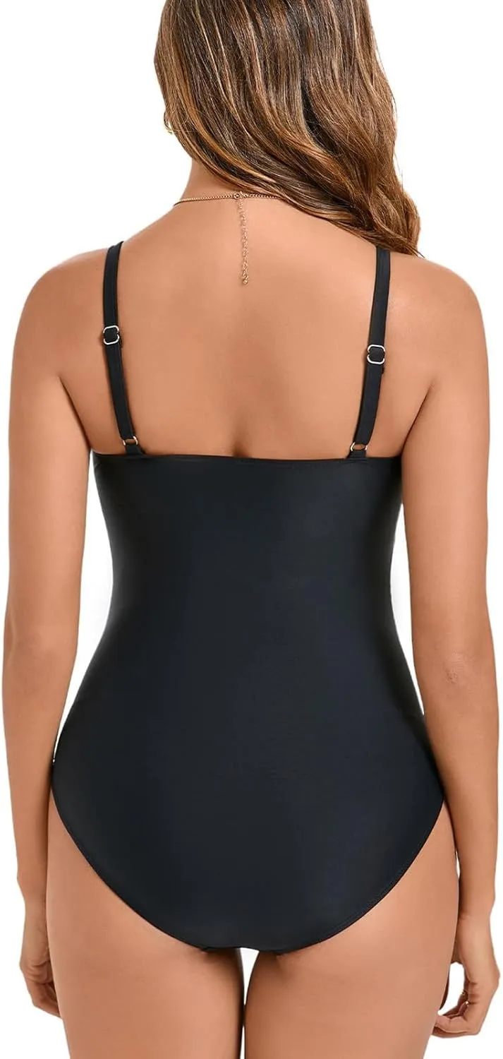 Women's One Piece Swimsuits Oversize Backless Bow Solid Color Sexy High-Waisted Tummy Control Quick-Dry Water Park