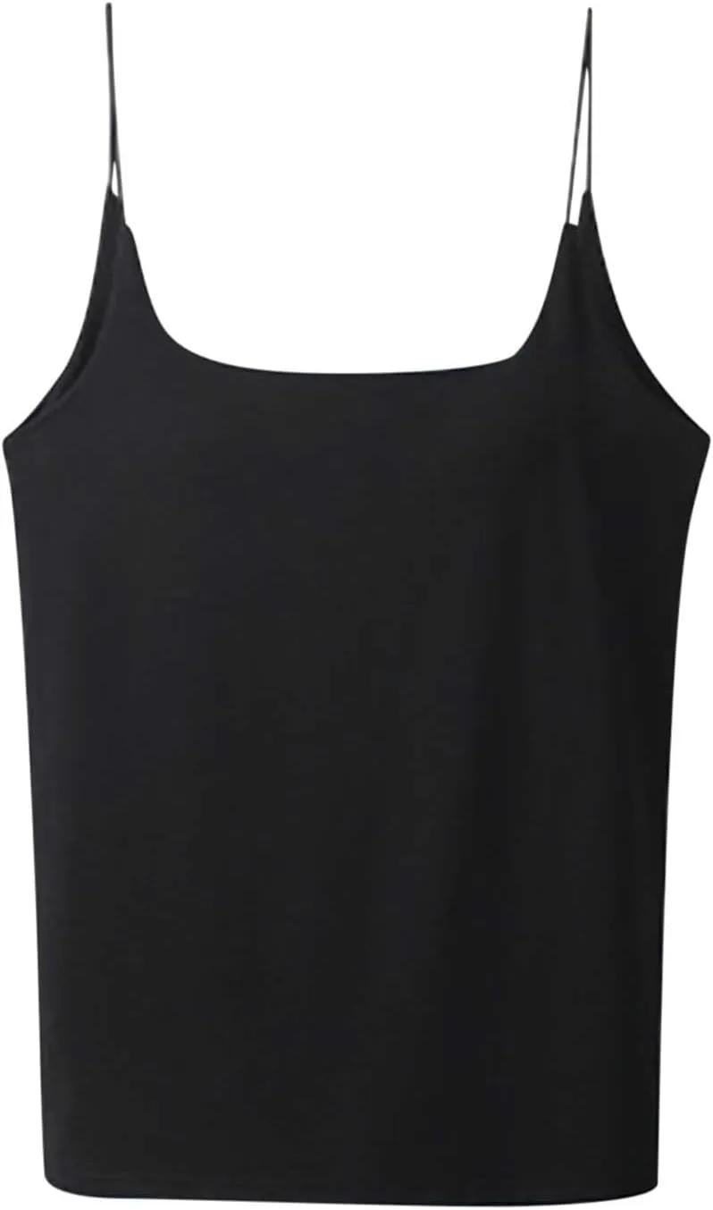 Womens Ribbed Cami Tank Tops with Built in Bra Summer Spaghetti Strap Padded Camisoles Casual Shelf Bras Undershirts