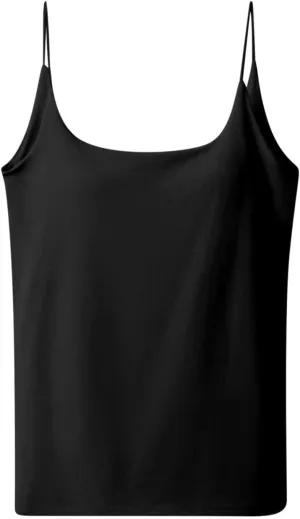 Womens Ribbed Cami Tank Tops with Built in Bra Summer Spaghetti Strap Padded Camisoles Casual Shelf Bras Undershirts