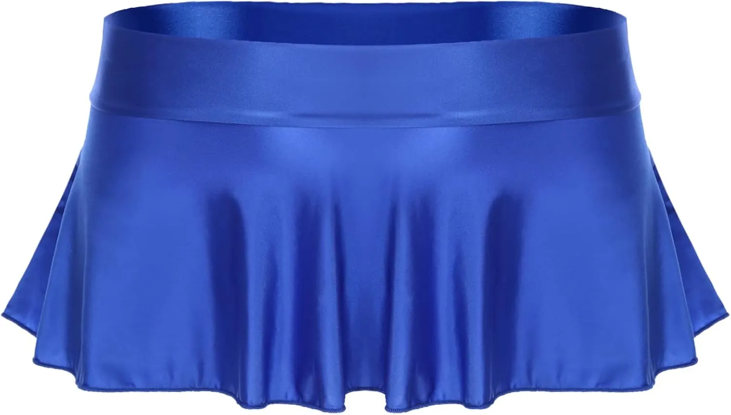 Women's Sexy Pleated Mini Skirt Solid Color Glossy Ruffle Lingerie Low Rise Miniskirt Night Club