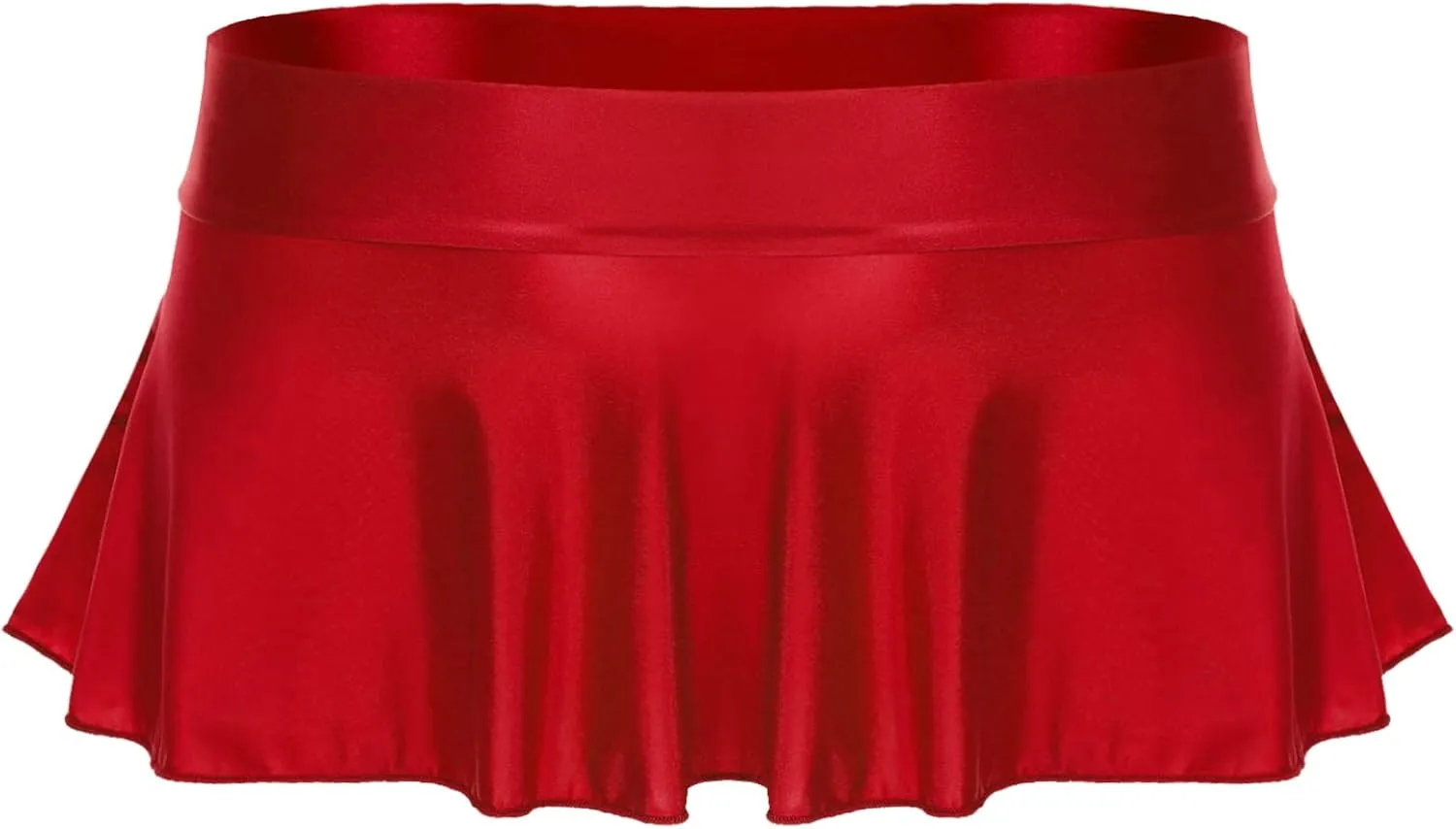 Women's Sexy Pleated Mini Skirt Solid Color Glossy Ruffle Lingerie Low Rise Miniskirt Night Club