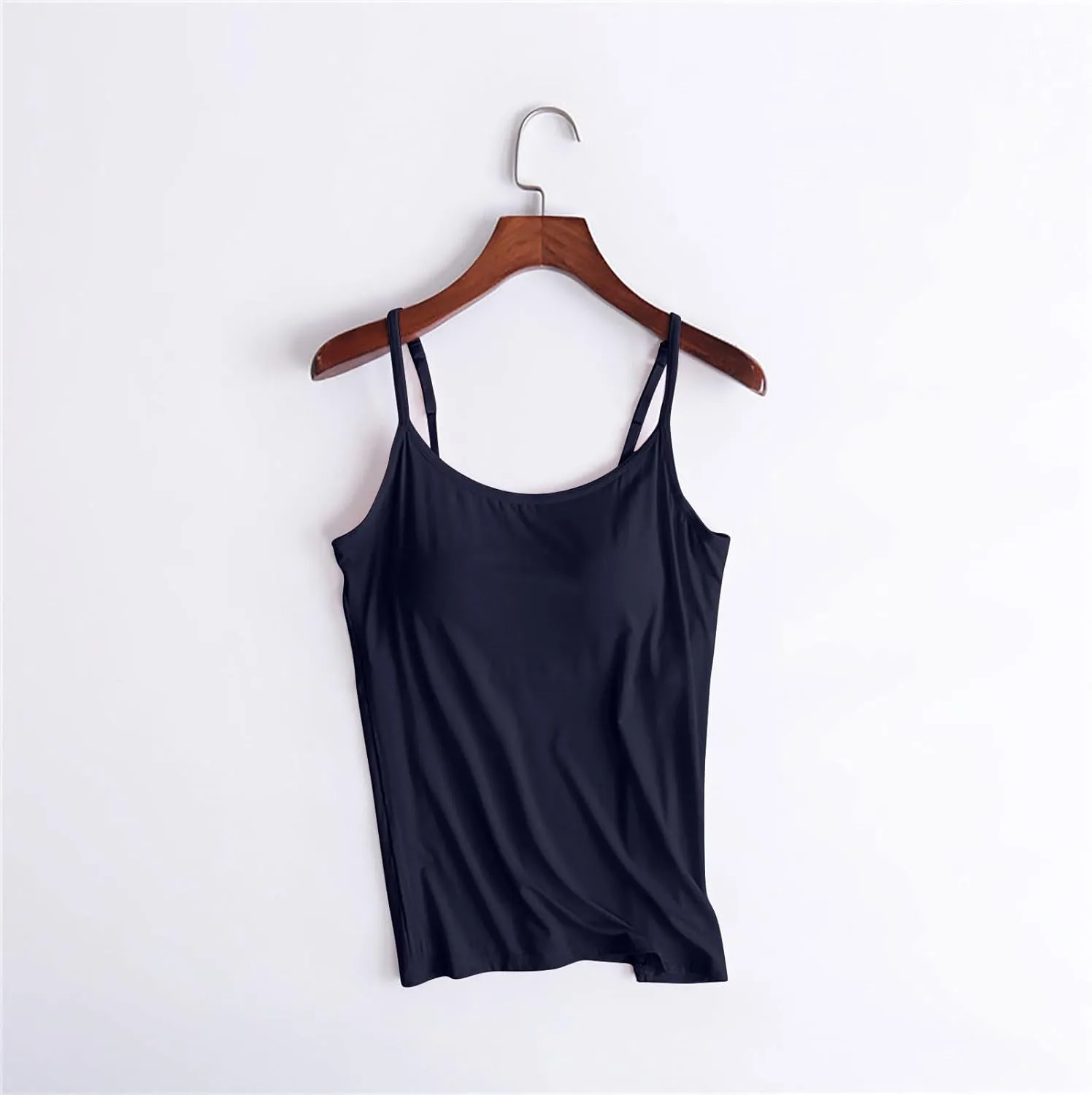 Womens Sleeveless Tank Tops with Built in Bras Adjustable Spaghetti Strap Camisoles Summer Casual Basic Cami Shirts
