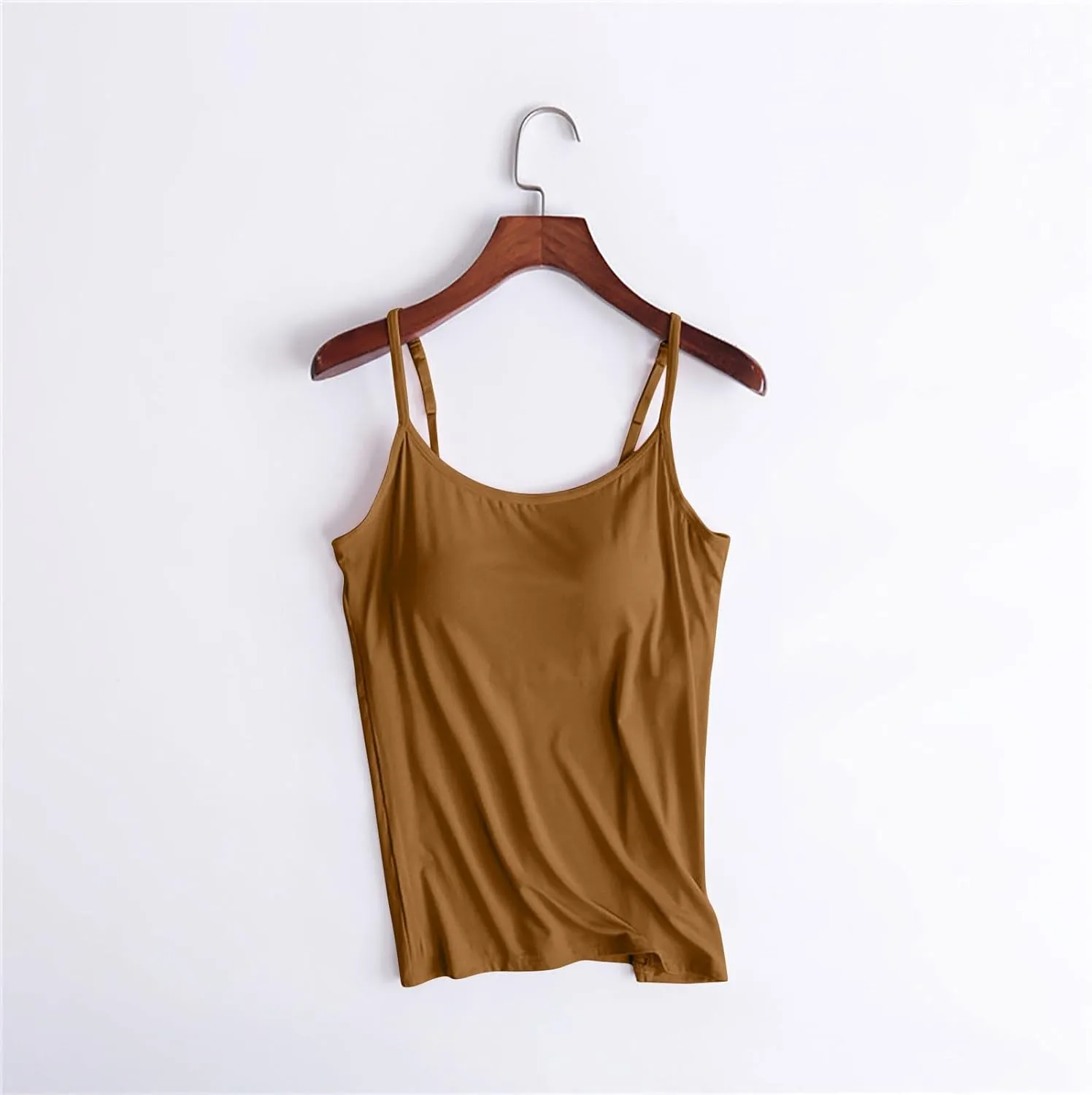 Womens Sleeveless Tank Tops with Built in Bras Adjustable Spaghetti Strap Camisoles Summer Casual Basic Cami Shirts