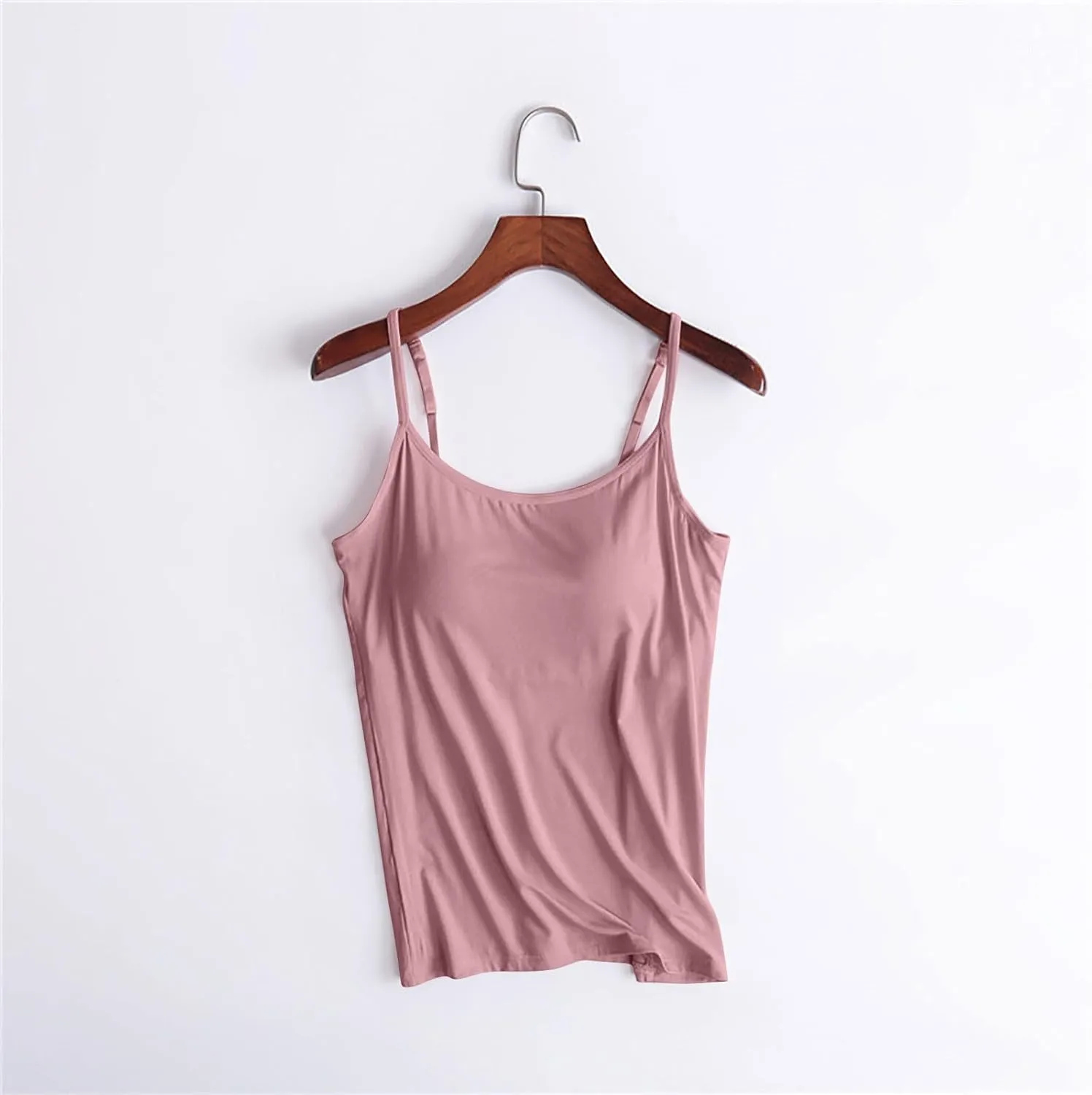 Womens Sleeveless Tank Tops with Built in Bras Adjustable Spaghetti Strap Camisoles Summer Casual Basic Cami Shirts