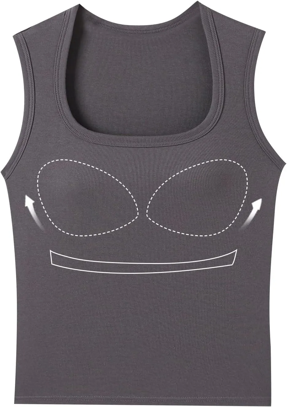 Women's Square Neck Spaghetti Strap Tank Tops with Built in Bra Seamless Camisole Yoga Sport Bra Silm Fit Cute Top