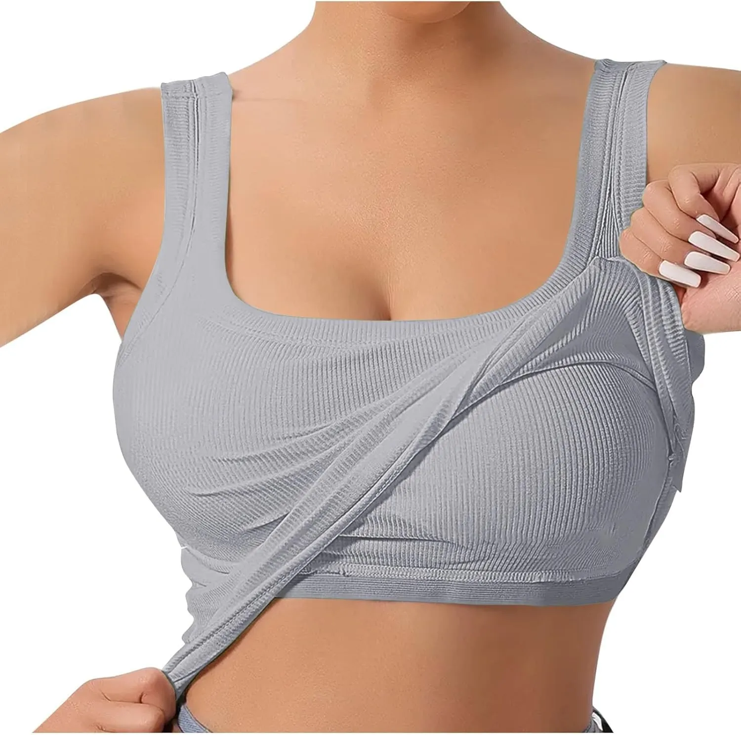 Womens Tank Tops Summer Sleeveless High Neck Ribbed Knit Slim Fitted Blouse Side Ruched Basic Tees Shirts Tank Top