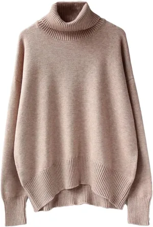 Women's Thick Sweaters Oversize Turtleneck Winter Warm Pullovers Knitted Women Tops