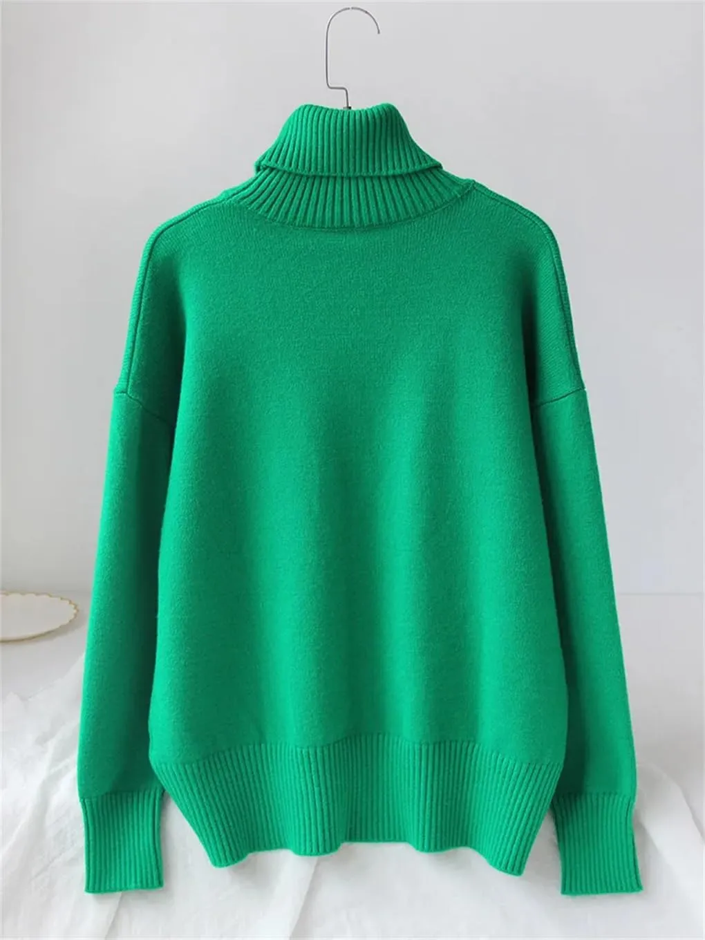 Women's Thick Sweaters Oversize Turtleneck Winter Warm Pullovers Knitted Women Tops