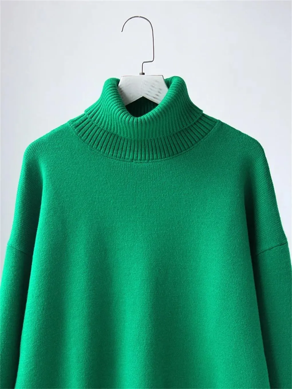 Women's Thick Sweaters Oversize Turtleneck Winter Warm Pullovers Knitted Women Tops
