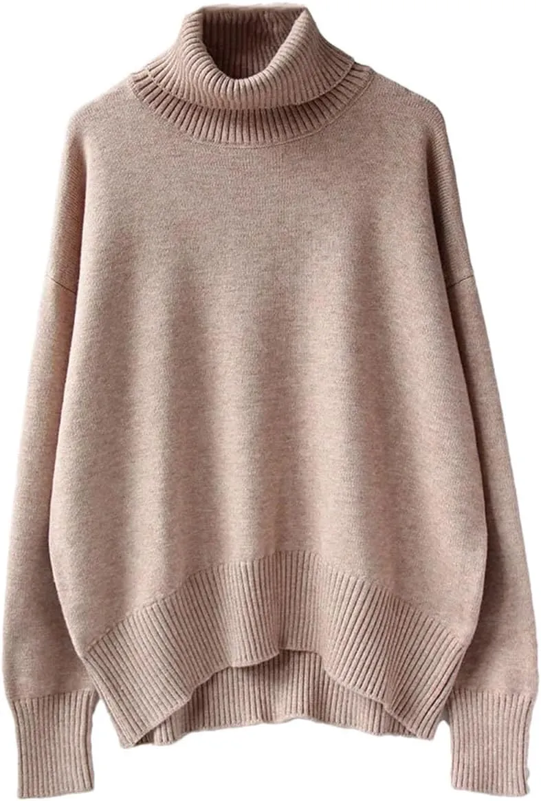 Women's Thick Sweaters Oversize Turtleneck Winter Warm Pullovers Knitted Women Tops