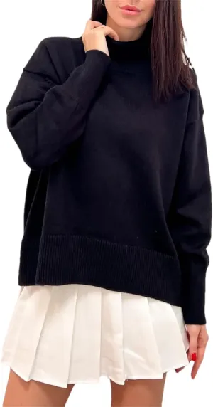 Women's Turtleneck Loose Oversize Sweater Knitted Top Long Sleeve Pullovers Jumpers