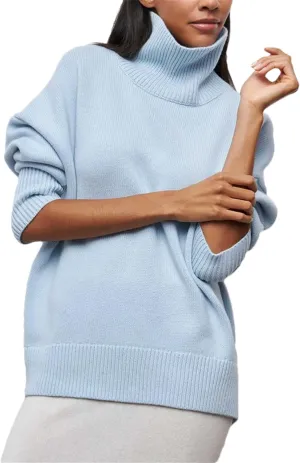 Women's Turtleneck Loose Oversize Sweater Knitted Top Long Sleeve Pullovers Jumpers