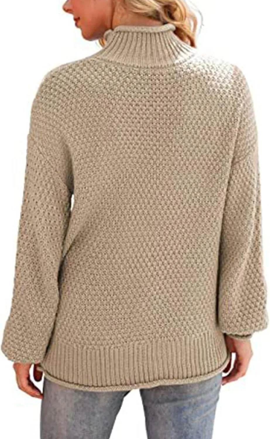Women's Turtleneck Oversized Sweaters Batwing Long Sleeve Loose Chunky Knit Pullovers