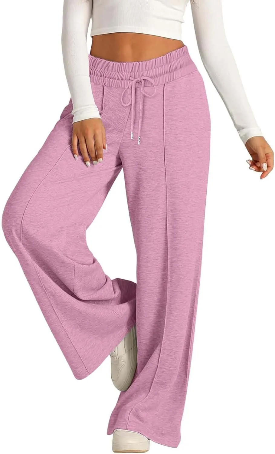 Womens Wide Leg Sweatpants High Waist Cotton Baggy Casual Drawstring Sports Athletic Sweat Pants with Pockets