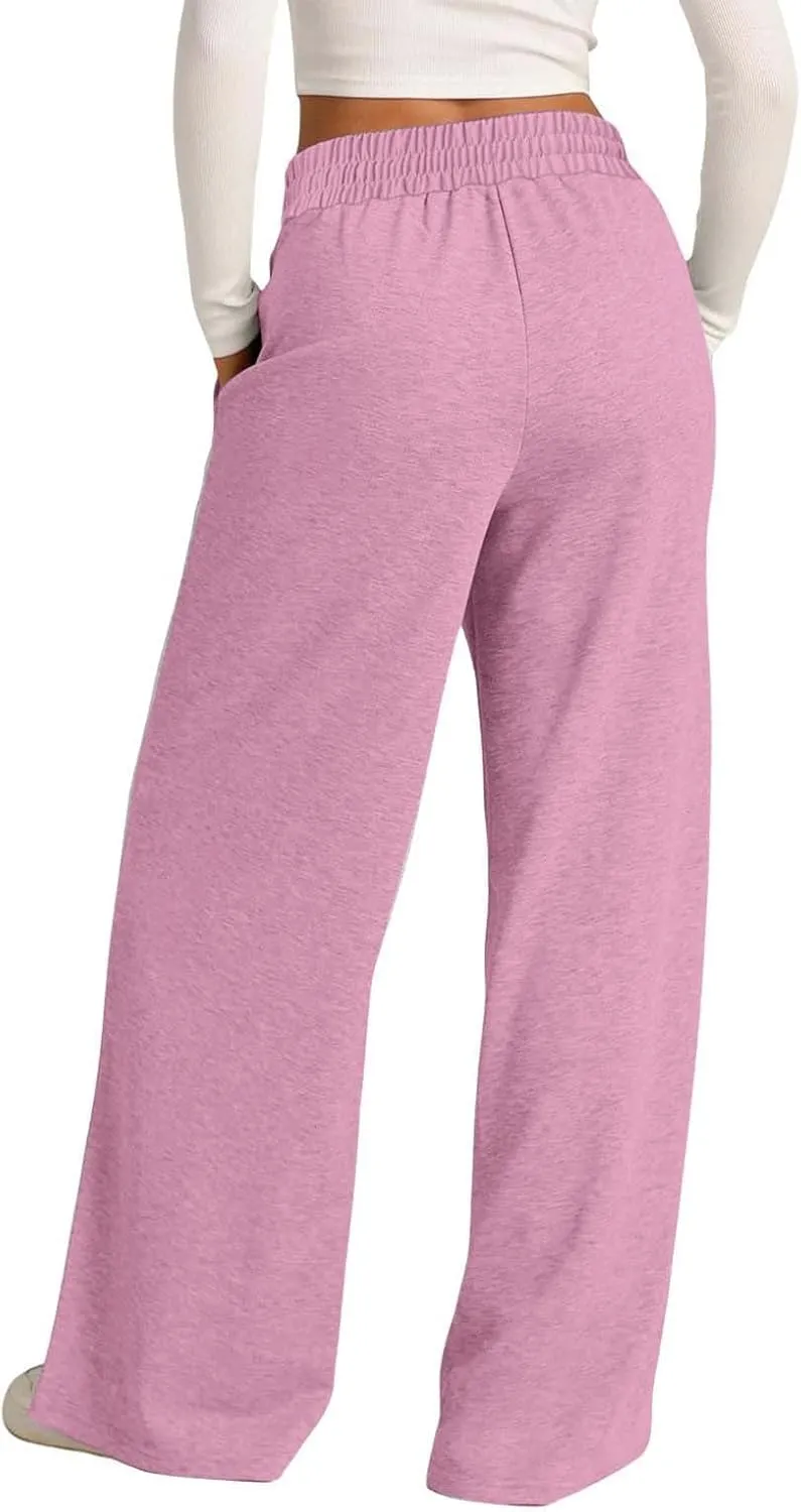 Womens Wide Leg Sweatpants High Waist Cotton Baggy Casual Drawstring Sports Athletic Sweat Pants with Pockets