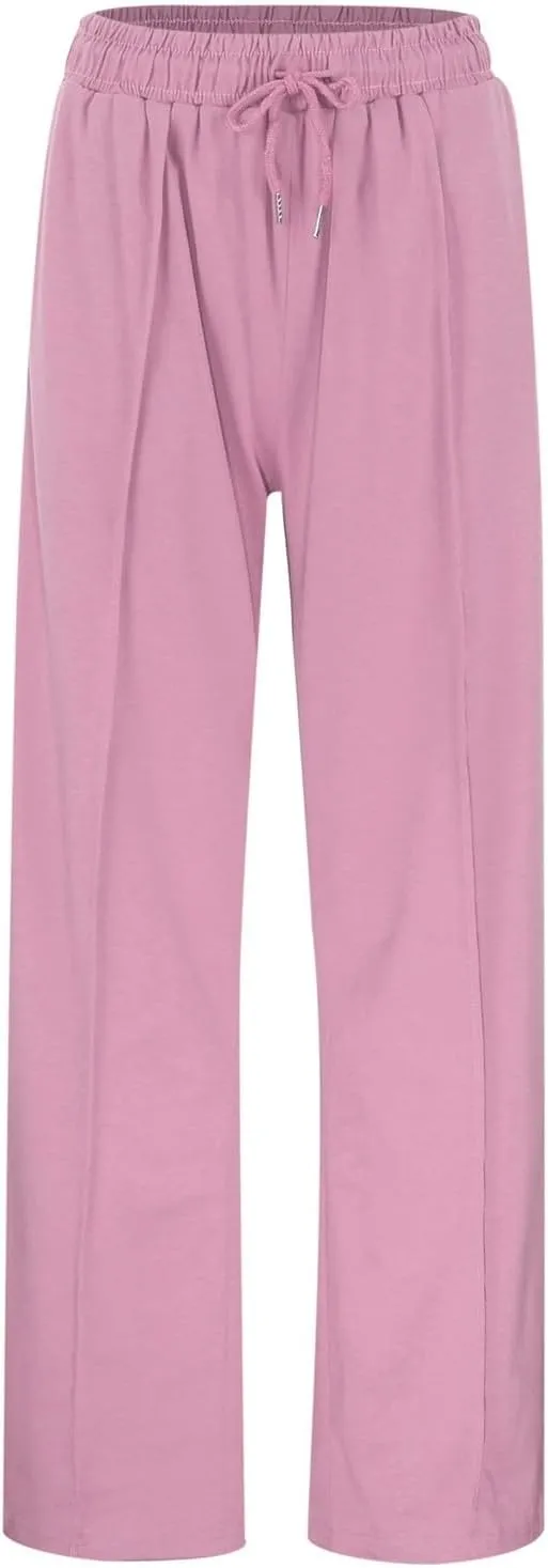 Womens Wide Leg Sweatpants High Waist Cotton Baggy Casual Drawstring Sports Athletic Sweat Pants with Pockets