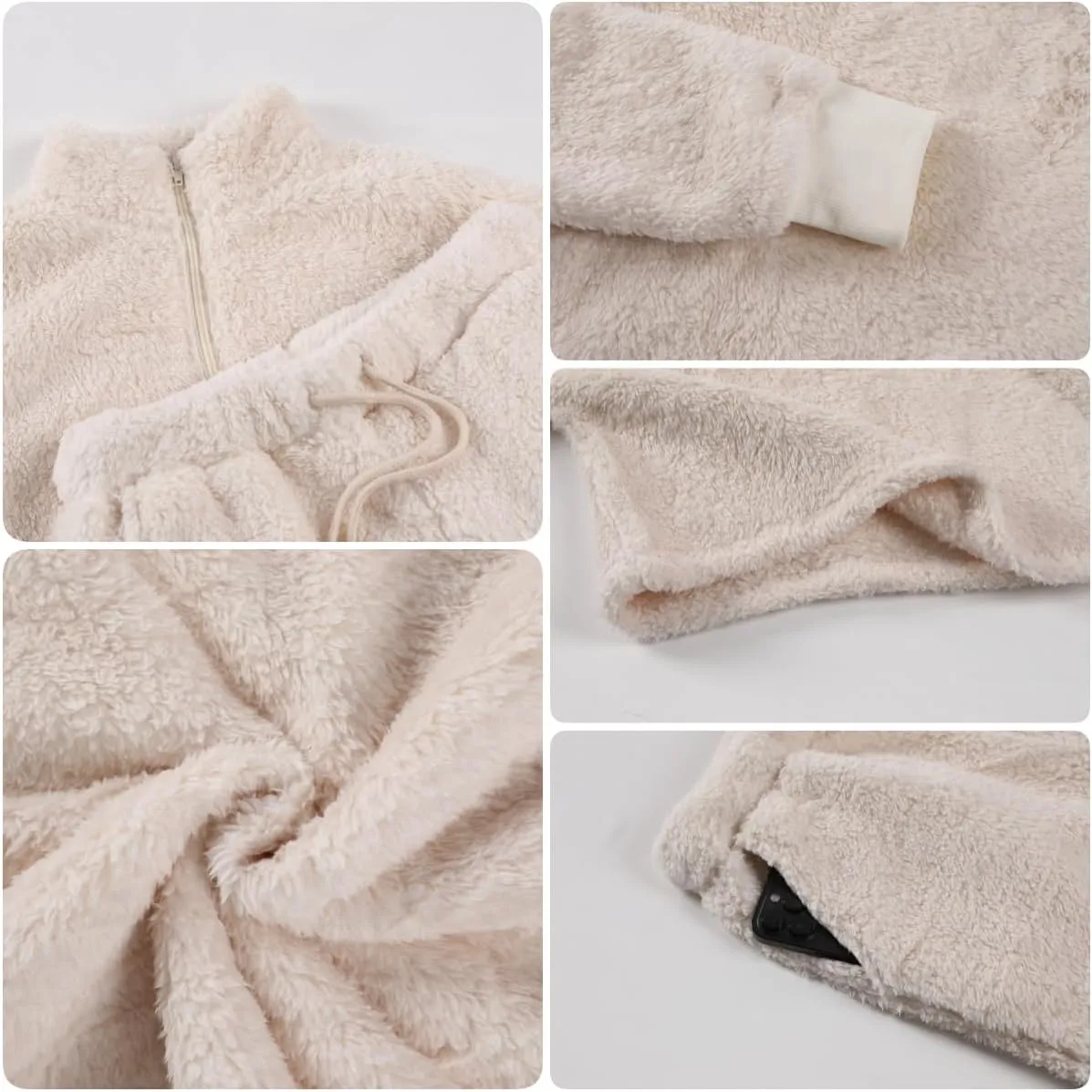 Womens Winter Pajamas Sets Soft Comfy Fleece Pullover Sherpa Pants Fuzzy 2 Piece Pjs Set Cute Warm Loungewear