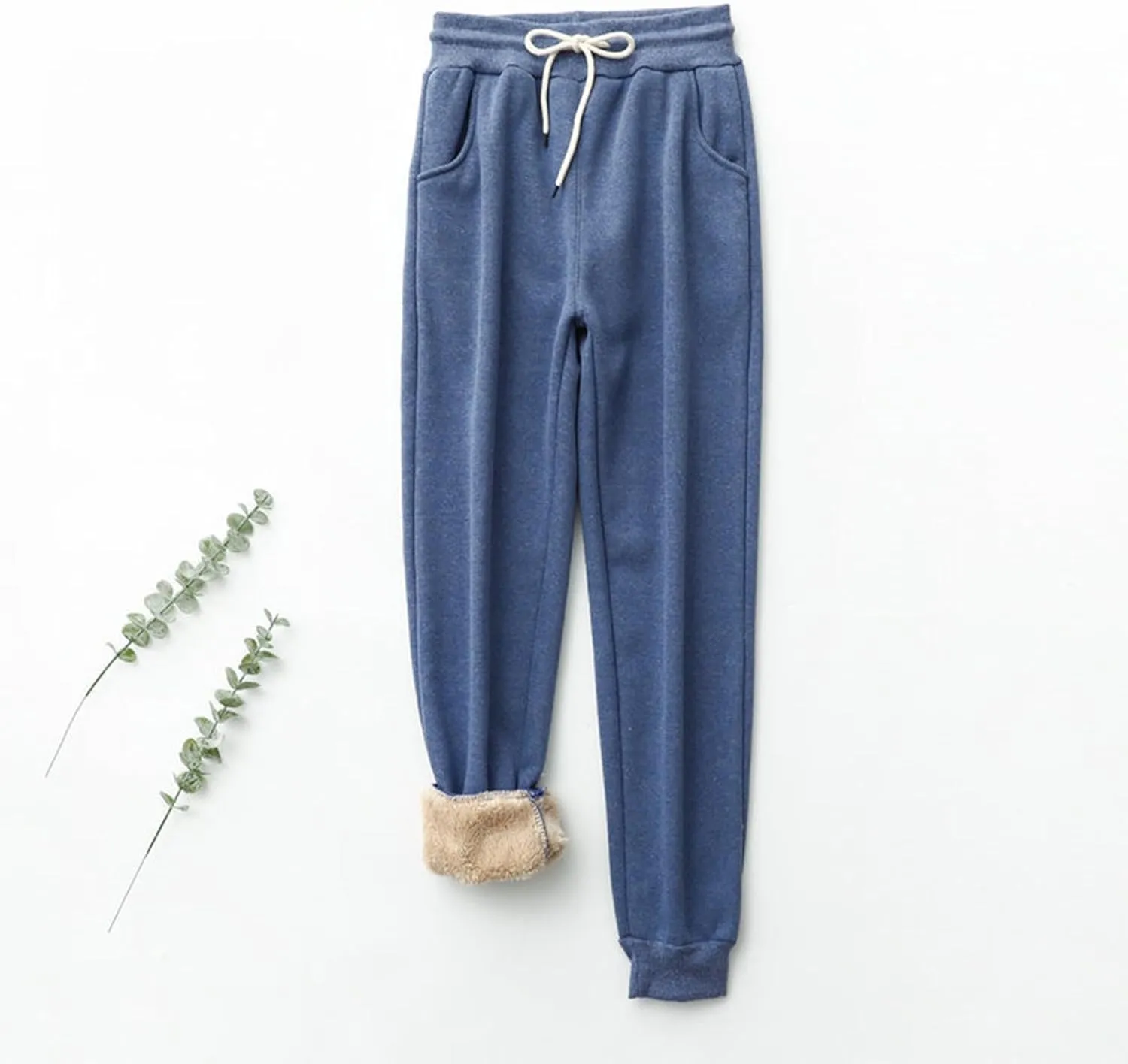 Womens Winter Pants Fleece Lined Sweatpants High Waisted Joggers Thermal Lounge Pants Comfy Athletic Pants Trousers